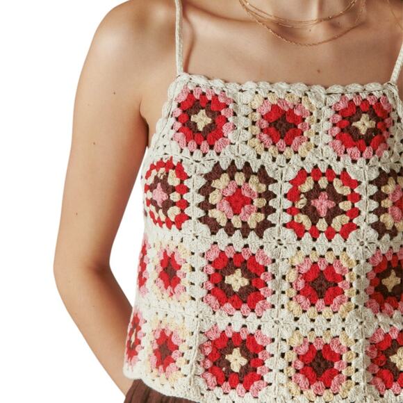 NWT Lucky Brand Women's Crochet Spaghetti Straps Elastic Waist Romper - Picture 3 of 6